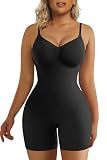 SHAPERX Shapewear for Women Tummy Control Bodysuit Mid Thigh Body Shaper Shorts for a Lifted Look,SZ5218-2-Black-L/XL