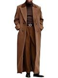Runcati Mens Full Length Trench Coat Notched Lapel Long Jacket Double Breasted Classic Winter Overcoat