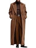 Runcati Mens Full Length Trench Coat Notched Lapel Long Jacket Double Breasted Classic Winter Overcoat