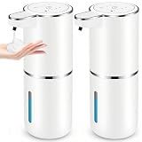 2 Pack Automatic Soap Dispensers,12.8oz/380ml USB Touchless Automatic Foaming Soap Dispenser,Rechargeabled Wall Mounted Smart Soap Dispenser for Bathroom Kitchen Dish Soap