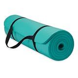 Gaiam Essentials Thick Yoga Mat with Easy-Cinch Strap (Teal, 10mm)