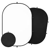 3x5ft/100x150cm Backdrop for Photography, Double Sided White Screen and Black Screen, 2 in 1 Collapsible and Reversible Background for Photography, YouTube Videos,and Live Streaming