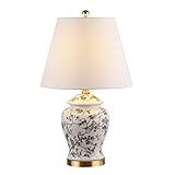 JONATHAN Y JYL3005C Penelope 22" Chinoiserie Classic LED Table Lamp Cottage Traditional Bedside Desk Nightstand for Bedroom Living Room Office College Bookcase LED Bulb Included, Gray/White