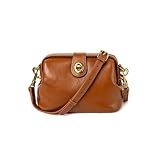 DAILANDO Vintage Crossbody Bags for Women, Small Genuine Leather Doctor Shoulder Bag with Detachable Strap (Brown)
