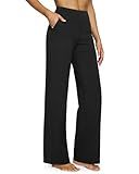 G4Free Wide Leg Pants Woman Yoga Pants with Pockets Loose Casual Palazzo Fashion Sweatpants Stretch Dress Work Clothes(Black,L,31")