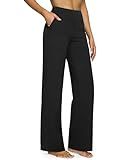 G4Free Petite Wide Leg Pants for Women Yoga Dress Pants with Pockets Straight Leg Sweatpants Stretch Business Casual Work Pants(Black,S,Petite)