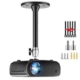 DAWASAPAT Mini Ceiling Projector Mount Bracket- Adjustable Tilt&Swivel Hanging Projector Holder Wall Mount Hanger Rack Stand for Mini Projector with 2 Free Adapters, and Cable Ties, Black
