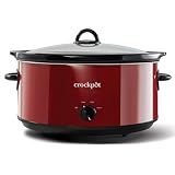 Crock-Pot 8-Quart Manual Slow Cooker, XL Family Size Serves 10+ People, Removable Stoneware with Warming Setting, Dishwasher Safe for Easy Cleanup, Red