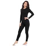 Thermal Underwear for Women Long Johns Set Fleece Lined Winter Cold Weather-Black M