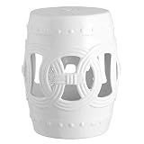 JONATHAN Y Lucky Coins 16" Ceramic Garden Stool Side Table, White