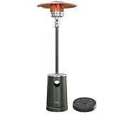 EAST OAK 50,000 BTU Patio Heater with Sand Box, Table Design, Double-Layer Stainless Steel Burner, Wheels, Triple Protection System, Outdoor Heater for Home and Residential, Rain Forest