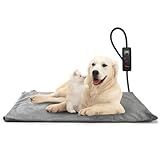Toozey Pet Heating Pad, 6 Adjustable Temperature Dog Cat Heating Pad with Timer, Waterproof Heated Dog Bed with Chew Resistant Cord, Indoor Electric Pet Heated Mat 28x20in