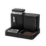 ZOMISIA Automatic Cat Feeder and Water Dispenser Set, 2 in 1 Gravity Cat Food Dispenser with 180 Degree Rotatable, Pet Self Feeding Large Capacity for Small Dogs Puppy Kitten, Black, 0.8 Gallon x 2