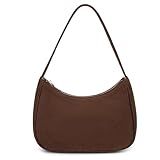 CYHTWSDJ Shoulder Bags for Women, Cute Hobo Tote Handbag Mini Clutch Purse with Zipper Closure (Suede-Coffee)