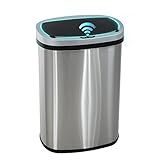 PayLessHere 13 Gallon / 50 Liter Trash Can Stainless Steel Touchless Trash Bin Oval Shape Office Waste Bin for Kitchen Bathroom Bedroom Living Room with Lid Powered by Batteries (not Included)