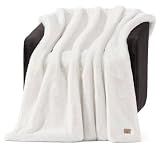 UGG Euphoria Throw Blanket, Plush Faux Fur Blanket, 50" x 70", White Snow