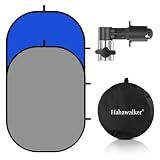 Blue& Gray Chromakey Backdrop with Clip,Portable 3X5ft Blue&Grey Screen 2 in 1 Pop Up Collapsible Backdrop for Photo and Video Shooting,Gaming