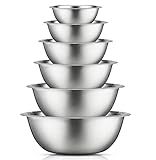 JoyJolt Stainless Steel Mixing Bowl Set - 6 Piece Nesting Bowls, 5qt to 0.5qt, Ideal for Kitchen, Cooking, Baking and Storage