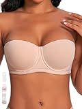 wusyxyiyi Strapless Bras for Women 38DD Beige