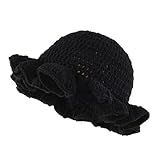 Ahouws Crochet Bucket Hat Women Trendy Knit Floppy Cap Cute Boho Handmade Beanies Outdoor Boho Travel Fishing Hat (Black L)