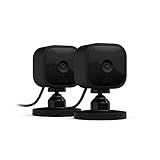 Blink Mini - Compact indoor plug-in smart security camera, 1080p HD video, night vision, motion detection, two-way audio, easy set up, Works with Alexa – 2 cameras (Black)