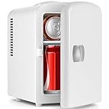 Electactic Compact Refrigerator, Portable Mini Fridge, Skin Care 4L Capacity/6 Cans, for Bedroom, Car, Office & Dorm, Small Cooler for Cosmetics, Beverage and Food, White