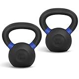 Yes4All Powder Coated Kettlebell, 18 lb Cast Iron Core Kettlebells with Non-Slip Handle & Flat Bottom for Conditioning, Heavy Duty for Strength Training - Pair, Dark Blue