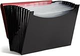 Smead Poly Frequency Expandable File Folders Letter Size, 12 Pockets, Flap & Cord Closure, Red/Black (70866)