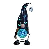 Halloween Decorations Outdoor Solar Lights Gnome, Color Changing LED Lights with Jack-O-Lantern Hollowed-Out Hat, Spooky Halloween Decor for Garden, Patio, Yard, Pathway (Black)