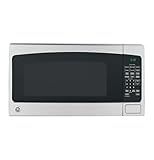 GE Countertop Microwave Oven,1, 200-watt Capacity, 2.0 Cubic Ft., 8 Auto Setting Cooking Settings, Child-Lock Technology, Kitchen Essentials for the Countertop, Dorm Room or Apartment, Stainless Steel