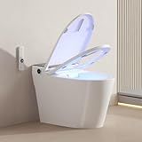 Smart Toilet with Built-In Bidet, Heated Seat, Dual Auto Flush, Warm Water & Dry Function, Tankless Design, Foot Sensor, Modern Elongated Electric, LED Display, 1000g MAP Flush, 1.28GPF