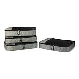 Amazon Essentials 4-Piece Packing Cubes Travel Accessories Set, Luggage Organizer with Double Zipper, Mesh Top, 100% Polyester, Large, Gray (Previously Amazon Basics)
