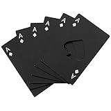 Wine Bottle Opener Stainless Steel Credit Card Size Casino Beer Bottle Opener Cap Opener for Your Wallet Wedding Party Groomsmen Bridesmaid Gifts 6 Pcs (Black)