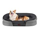 Dwanton Orthopedic Dog Bed for Medium Dogs with Gel Memory Foam, Waterproof Dog Sofa, Washable Pet Bed with Four Sided Bolster Cushion, Removable Cover & Non-Slip Bottom, 36", Dark Gray