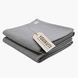Yogikuti Iyengar Cotton Yoga Blanket Set of Two – Thick Handwoven Yoga Blankets for Restorative Yoga, Meditation & Pranayama – Premium Cotton Yoga Blanket for Support & Comfort in Pranayama (Gray)
