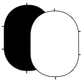 Kate 5x6.5ft(1.5x2m) Collapsible Backdrop White Black Twist Flex Folding Pop up Backgrounds for Photoshoot, Headshots Photo, Video Calls