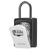 Puroma Lock Box, Large Key Lock Box Resettable Combination Code Lockbox, Portable Wall Mount Lockbox Waterproof Security Safe Box for Outside Outdoor Home Office Door Handle House Key, Gray (1 Pack)