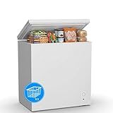 2.7 Cu.Ft Chest Freezer, Small Compact Deep Freezer with Adjustable 7 Thermostat,2 Removable Baskets, Energy Saving, Quiet Top Open Door Mini Meat Freezer with LED Light for Garage Outdoor Home Office