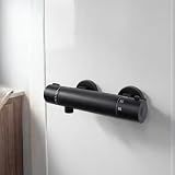 FUGO Black Thermostatic RV Shower Valve,RV Shower Faucet,4 Inch RV Shower Faucet Valve Thermostatic,Solid Brass, Black