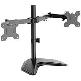 WALI Dual Monitor Stand for Desk, Monitor Stands for 2 Monitors up to 27 inch, Dual Monitors Mount Fits up to 22lbs, Free Standing Full Motion Dual Monitors Arm for Desk (MF002), Black