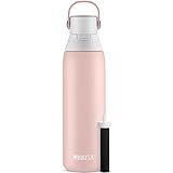 Brita Stainless Steel Premium Filtering Water Bottle, BPA-Free, Reusable, Insulated, Replaces 300 Plastic Water Bottles, Filter Lasts 2 Months or 40 Gallons, Includes 1 Filter, Rose - 20 oz