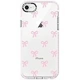 Dumkery Cute Phone Case Compatible with iPhone SE 2020/ SE 2022 Case, Bow Girly Aesthetic Pattern, iPhone 7/8 Case, Soft TPU Shockproof Bumper Cover for Girls Women Pink