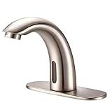 Yodel Faucet Touchless Bathroom Sink Faucet - Automatic Motion Sensor Restroom Toilet Faucet - Battery Operated for Commercial Lavatory, Brushed Nickel