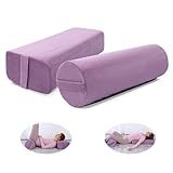 MABOZOO Yoga Bolster Set, Velvet Cover High Density Foam Pillows for Restorative Yoga and Meditation, Rectangular and Cylinder Bolster Pillow Meditation Cushion Pillow For Women Leg