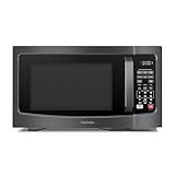 TOSHIBA EM131A5C-BS Countertop Microwave Ovens 1.2 Cu Ft, 12.4" Removable Turntable Smart Humidity Sensor 12 Auto Menus Mute Function ECO Mode Easy Clean Interior Black Color 1000W