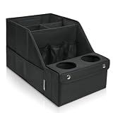 MULISOFT Car Backseat Organizer with 11 Compartments & 2 Cup Holders, Black