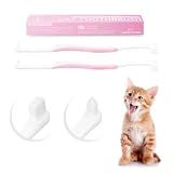 Gluckelk 2 Pcs Dual-Sided Cat Toothbrush with Micro Brush Head, Ultra Soft Nano Bristles Pet Toothbrush Kit, Kitten/Puppy Toothbrushes, Fit into Cats/Small Dogs Mouth, Avoid Bleeding Gums