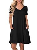 lionstill Women's Summer Casual T Shirt Dresses Swing Dress Black M