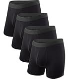 BAMBOO COOL Men's Underwear Boxer Briefs Soft Breathable Performance Underwear for Men 4 Pack (L)
