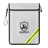 Fireproof Document Bag, 15 x 11 Inch Waterproof Documents Holder 2000℉ Safe for Important File Money Cash Legal Papers, Two Pockets Dual Zippered File Bag with Hand-held Strap & Reflective Strip